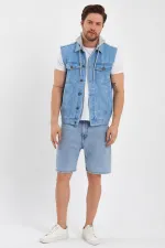 Gilet en jean à capuche classique en coton pour homme