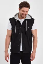 Gilet en jean à capuche classique en coton pour homme