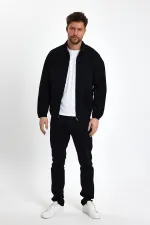 Erkek Pamuklu Fermuarlı Polo Yaka Kot Ceket