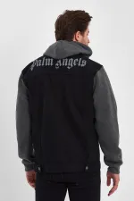 Unisex Pamuklu Yazı Baskılı Kapüşonlu Kot Ceket