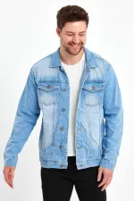 Veste en jean à col polo en coton pour homme