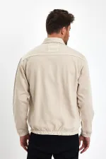 Veste en jean unisexe en coton à col polo zippé