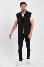 Gilet en jean classique à col polo en coton pour homme