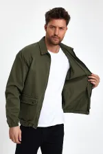 Veste en jean unisexe en coton à col polo zippé