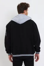 Unisex Pamuklu Kapüşonlu Oversize Kot Kolej Ceket