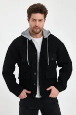 Veste en jean unisexe à capuche oversize en coton avec grandes poches