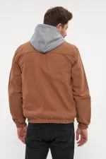 Veste en jean à capuche zippée en coton pour homme avec doublure en fourrure