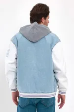 Unisex Pamuklu Kapüşonlu Oversize Kot Kolej Ceket