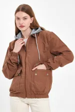 Veste en jean à capuche unisexe en coton avec col polo zippé