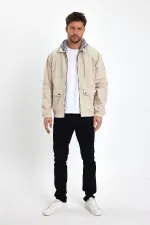 Veste en jean à capuche unisexe en coton avec col polo zippé