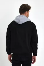 Veste en jean à capuche unisexe en coton avec col polo zippé