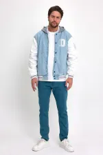 Unisex Pamuklu Kapüşonlu Oversize Kot Kolej Ceket