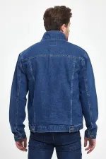 Veste en jean à col polo en coton pour homme avec doublure en fourrure