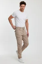 Men's Flexible Cargo Pants with Stitched Detail and Pockets