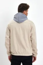 Veste en jean à capuche unisexe en coton avec col polo zippé