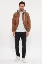 Veste en jean à capuche unisexe en coton avec col polo zippé