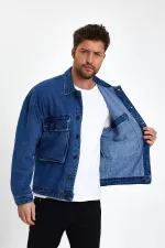 Unisex Pamuklu Büyük Cepli Oversize Polo Yaka Kot Ceket