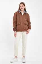 Veste en jean à capuche unisexe en coton avec col polo zippé