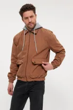 Veste en jean à capuche unisexe en coton avec col polo zippé