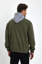 Unisex Pamuklu Fermuarlı Polo Yaka Kapüşonlu Kot Ceket