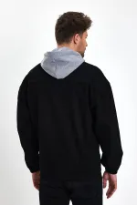 Veste en jean à capuche zippée en coton pour homme