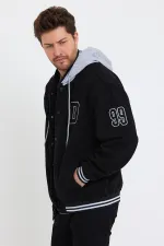 Unisex Pamuklu Kapüşonlu Oversize Kot Kolej Ceket