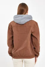 Veste en jean à capuche unisexe en coton avec col polo zippé