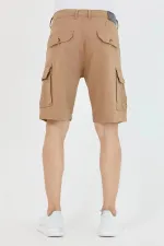Short cargo flexible en coton pour homme avec poches