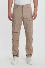 Men's Flexible Cargo Pants with Stitched Detail and Pockets