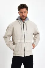 Erkek Pamuklu Fermuarlı Kapüşonlu Kot Ceket