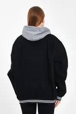 Unisex Pamuklu Kapüşonlu Oversize Kot Kolej Ceket