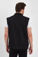 Gilet en jean classique à col polo en coton pour homme