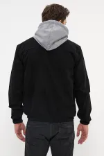 Veste en jean à capuche zippée en coton pour homme avec doublure en fourrure