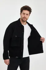 Veste en jean unisexe en coton avec col polo oversize et grandes poches