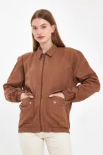 Veste en jean unisexe en coton à col polo zippé