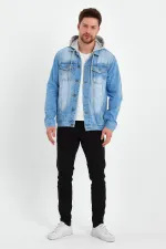 Veste en jean à capuche en coton pour homme