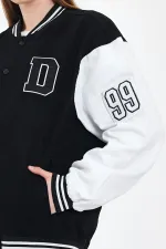 Veste universitaire surdimensionnée en denim et coton unisexe