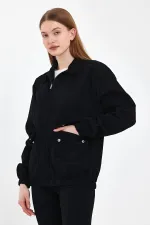 Veste en jean unisexe en coton à col polo zippé