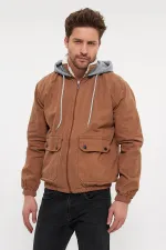 Veste en jean à capuche zippée en coton pour homme avec doublure en fourrure