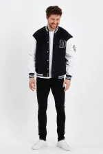 Veste universitaire surdimensionnée en denim et coton unisexe