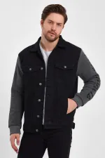 Veste en jean à col polo imprimé en coton pour homme