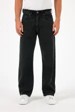 Jean baggy taille haute en coton pour homme