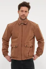 Veste en jean unisexe en coton à col polo zippé