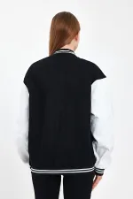 Veste universitaire surdimensionnée en denim et coton unisexe