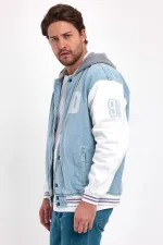 Unisex Pamuklu Kapüşonlu Oversize Kot Kolej Ceket