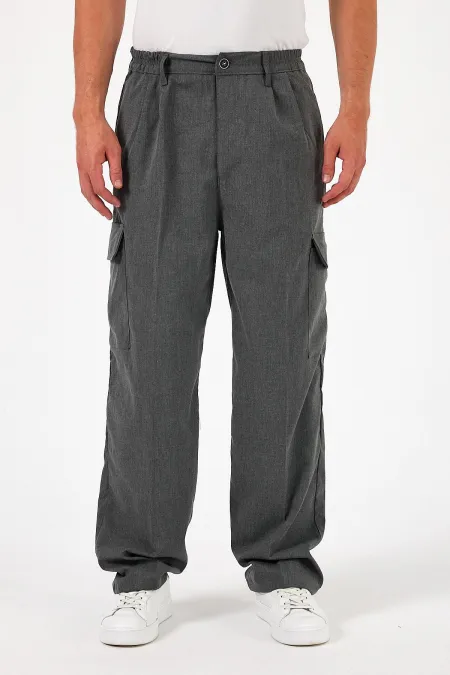 Pantalon cargo ample et flexible pour homme avec poches