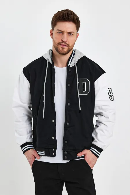 Unisex Pamuklu Kapüşonlu Oversize Kot Kolej Ceket