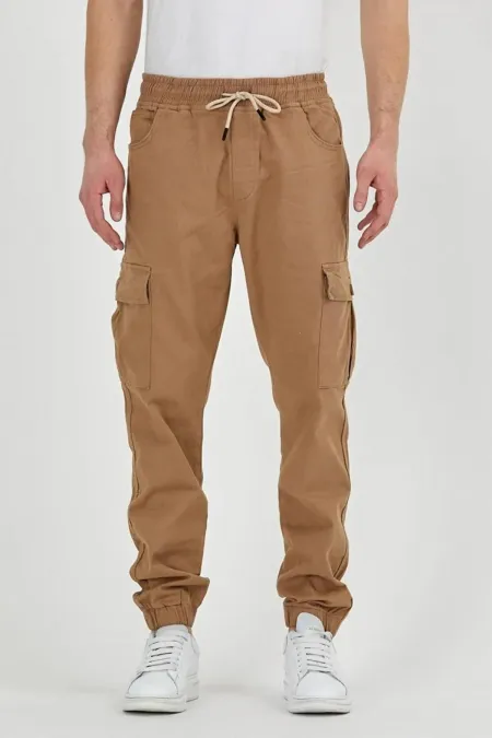 Pantalon cargo de jogging flexible pour homme avec taille et jambes élastiques et poches