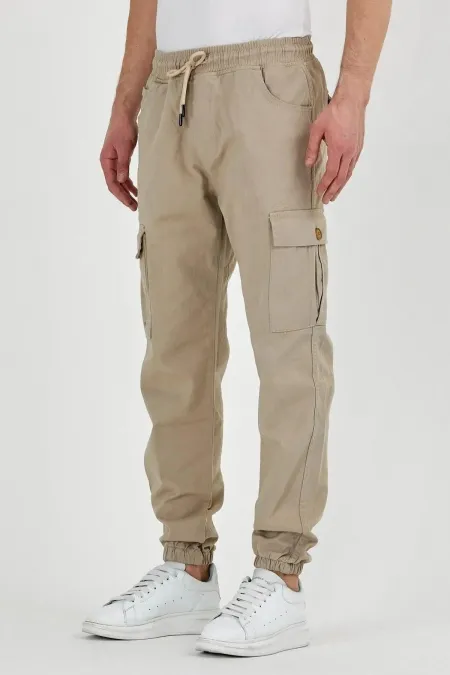 Pantalon cargo de jogging flexible pour homme avec taille et jambes élastiques et poches
