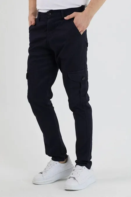 Erkek Lastiksiz Esnek Kargo Cepli Pantolon